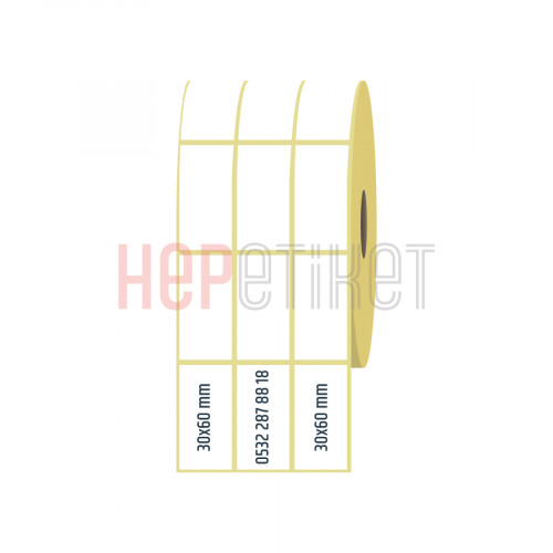 30x60 mm 3lü Ayrık Kuşe Etiket