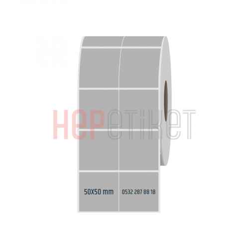 50x50 mm 2li Bitişik Silvermat Etiket